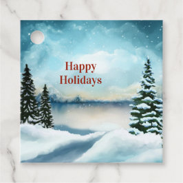 Schneekiefern in der Nähe des Sees Geschenkanhänger