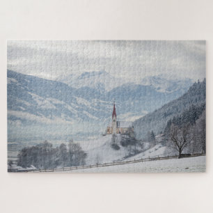 Schneekirche in Zillertal im Winter Puzzle