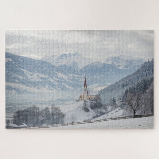 Schneekirche in Zillertal im Winter Puzzle
