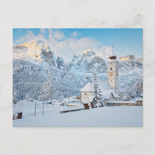 Schneekirche mit Berghang Postkarte (Vorderseite)