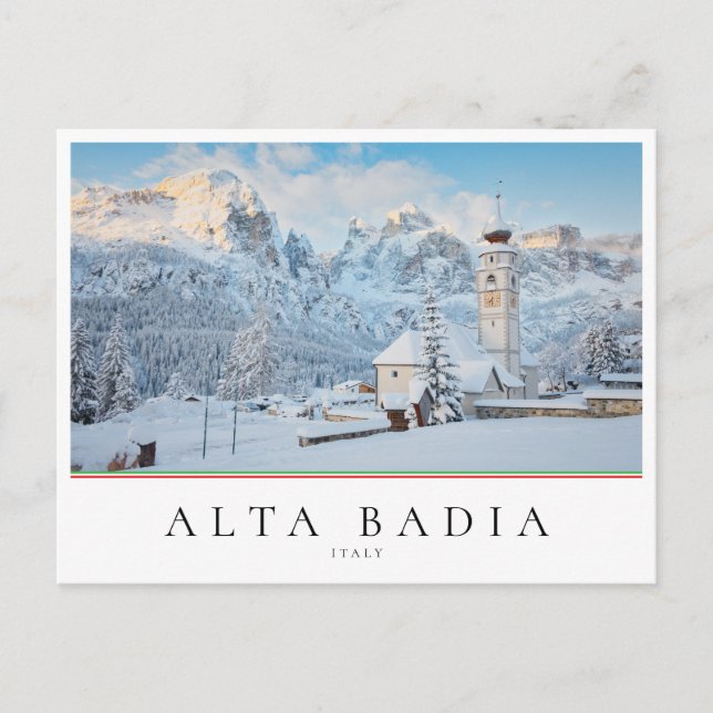 Schneekirche mit Berghang Postkarte (Vorderseite)