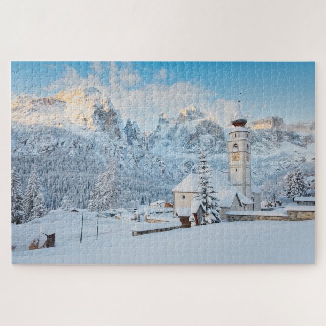 Schneekirche mit Berghang Puzzle (Horizontal)