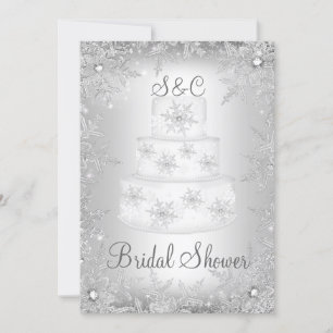 Schneeklocken-Monogramm-Hochzeitstorte Brautparty Einladung