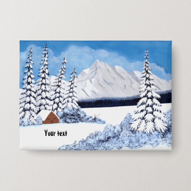 Schneeknopf Winter mit anpassbarem Text Button (Vorderseite)