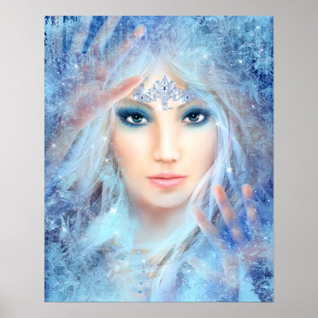 Schneekönig. Winter schöne Frau. Portrait. Poster (Vorne)