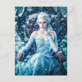 Schneekönigin auf ihrem Thron Postkarte