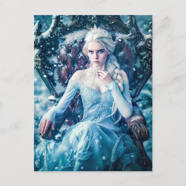 Schneekönigin auf ihrem Thron Postkarte (Vorderseite)