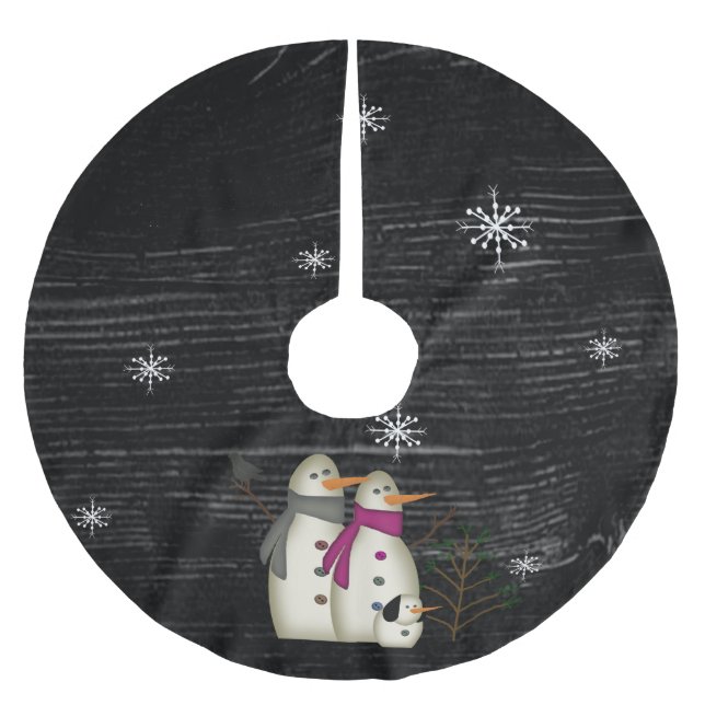 Schneekoppel mit Hunderock Polyester Weihnachtsbaumdecke (Vorderseite)