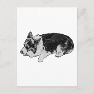 Schneekorn Hallo, Corgi Postkarte
