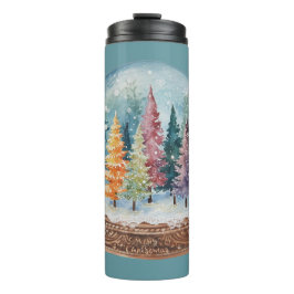 Schneekugel Bunter Weihnachtsbaumwald Thermosbecher