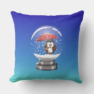 Schneekugel Eule Kissen