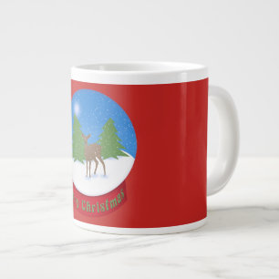 Schneekugel   Hirsch & Schnee Frohe Weihnachten Jumbo-Tasse