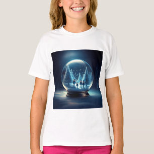 Schneekugel mit 4 kleinen Elfen und Schneeflocken T-Shirt