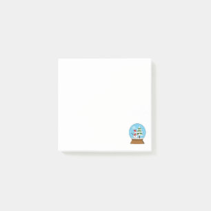 Schneekugel mit Schneemann und Kiefernbaum Post-it Klebezettel