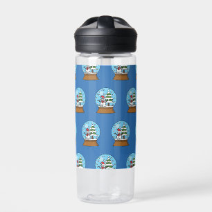 Schneekugel mit Schneemann und Kiefernbaum Trinkflasche