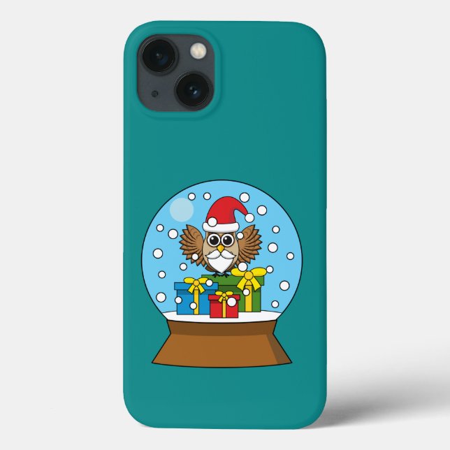 Schneekugel mit Weihnachtsmann-Eule Case-Mate iPhone Hülle (Rückseite)
