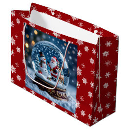 Schneekugel mit Weihnachtsmann und Rentier Große Geschenktüte