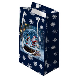 Schneekugel mit Weihnachtsmann und Rentier Kleine Geschenktüte