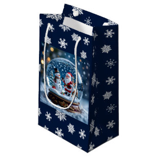 Schneekugel mit Weihnachtsmann und Rentier Kleine Geschenktüte