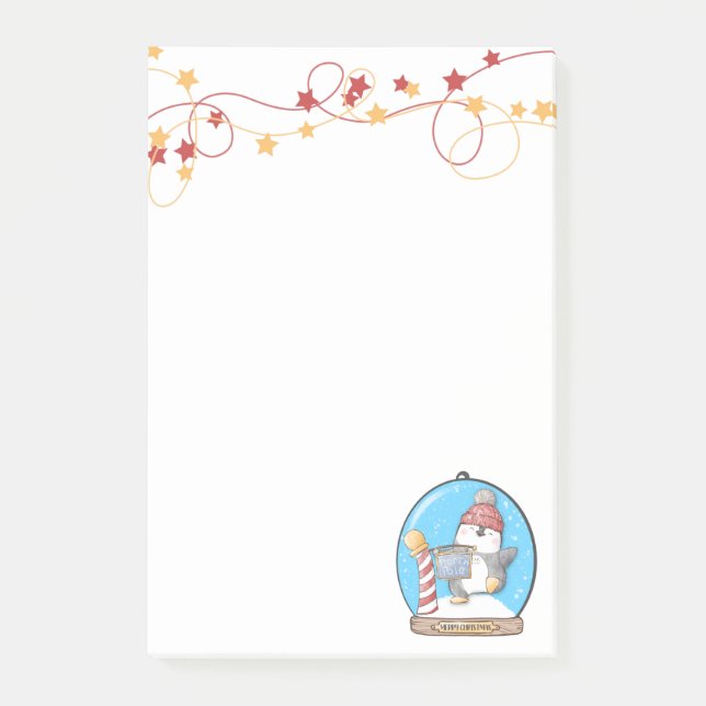 Schneekugel-Weihnachtspinguin-Post-It-Notizen Post-it Klebezettel (Vorderseite)