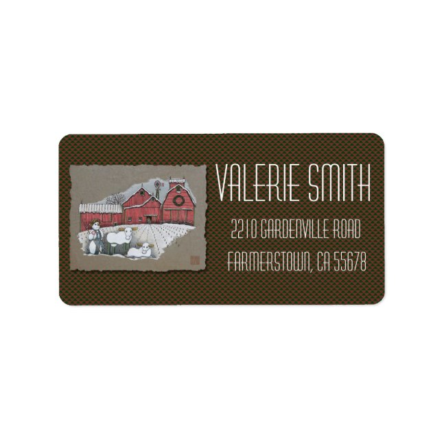 Schneekühe und Stall Adressaufkleber (Vorne)