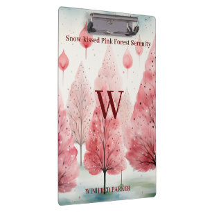 Schneeküss Rosa Winterwald-Serenity-Monogramm Klemmbrett