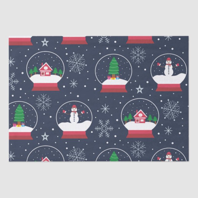 Schneeländer mit Schneemännern und Weihnachtsbaume Seidenpapier (Vorderseite)