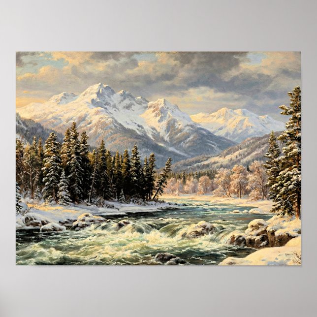 Schneelandschaft Berge Poster (Vorne)
