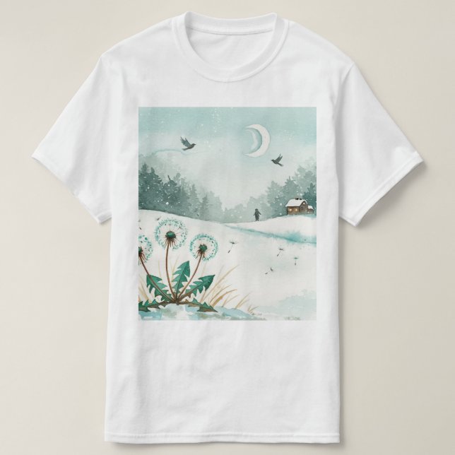 Schneelandschaft im Winter T-Shirt (Design vorne)