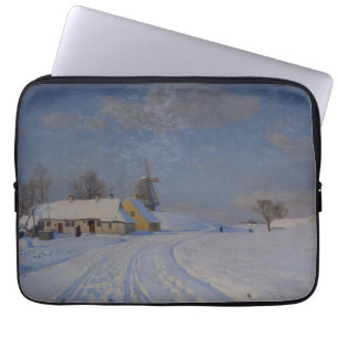 Schneelandschaft im Winter (von H.A. Brendekilde) Laptopschutzhülle