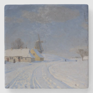 Schneelandschaft im Winter (von H.A. Brendekilde) Steinuntersetzer