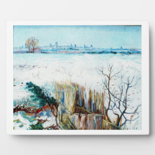 Schneelandschaft mit Arles im Hintergrund Fotoplatte