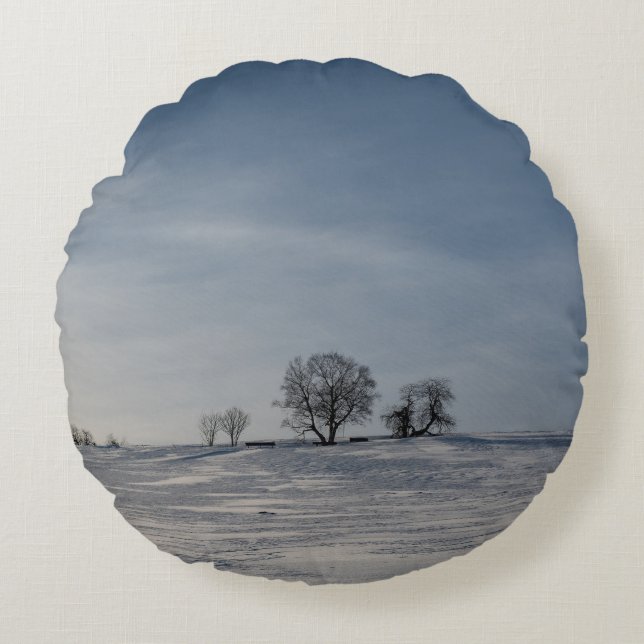 Schneelandschaft Rundes Kissen (Vorderseite)