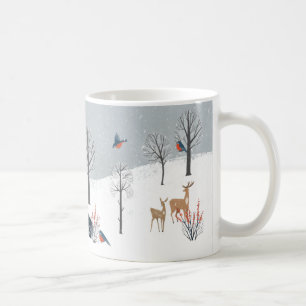 Schneelandschaft Salzboxhaus Fuchs Reh Kaffeetasse