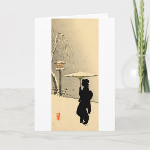 Schneelandschaft und japanische Geisha Nr. 2 Karte