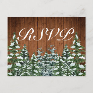Schneelandschaft & Wald Landkiefer RSVP-Einladung Postkarte