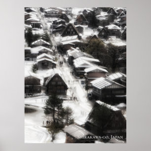 Schneeldorf Shirakawago Japan Reiseziel Poster