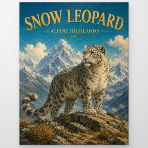 Schneeleopard Alpine Highlands Aquarell GeoSaga Postkarte