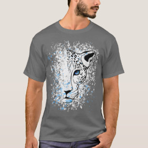 Schneeleopard Blau Augen Leopard Cool  T-Shirt