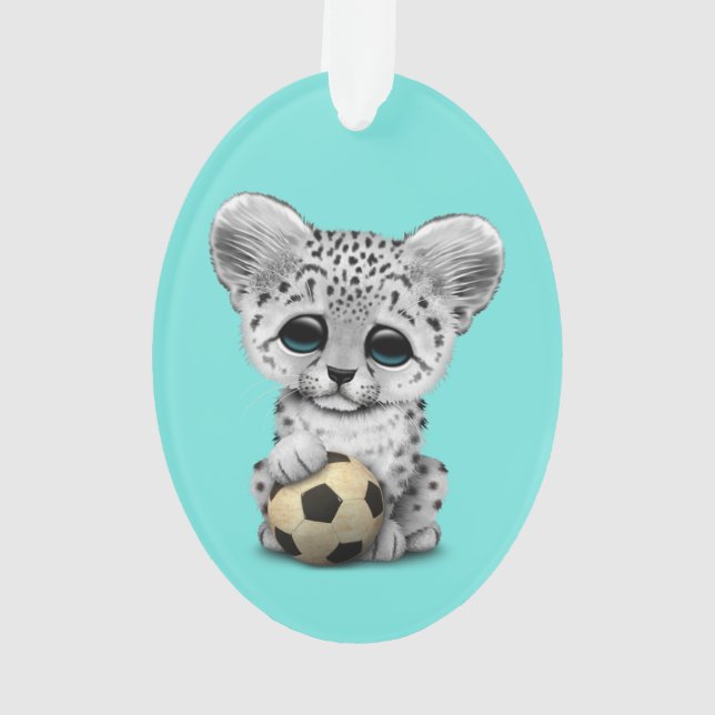 Schneeleopard CUB mit Fußball-Fußball Ornament (Rückseite)