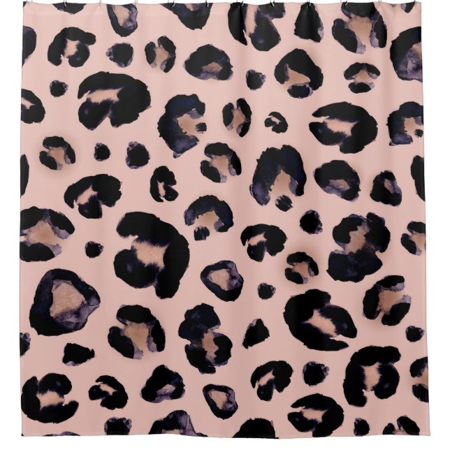 Schneeleopard, handgezeichnete Textur. Duschvorhang (Vorderseite)