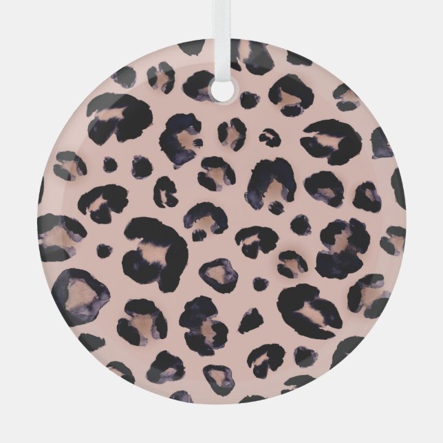 Schneeleopard, handgezeichnete Textur. Ornament Aus Glas (Vorderseite)
