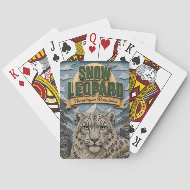 Schneeleopard Himalaja-Gebirge POPCUT Spielkarten (Rückseite)