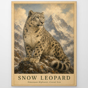 Schneeleopard Himalaya VINTAGE Postkarte