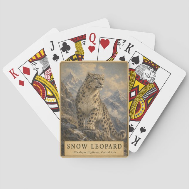Schneeleopard Himalaya VINTAGE Spielkarten (Rückseite)