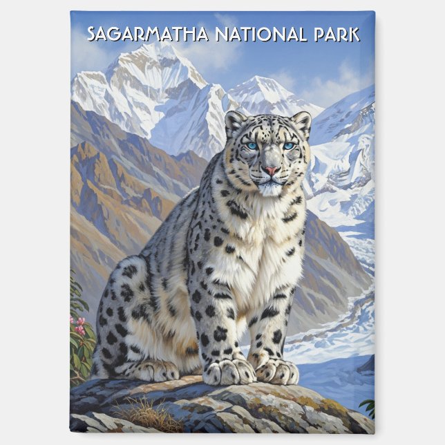 Schneeleopard im Sagarmatha-Nationalpark Nepal Magnet (Vorderseite)