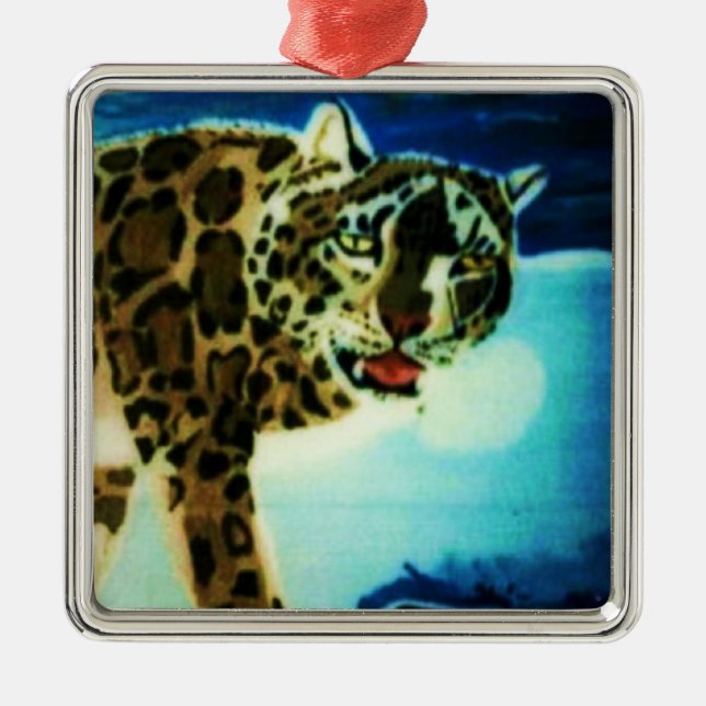 SCHNEELEOPARD ORNAMENT AUS METALL (Vorne)