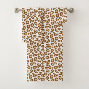 Schneeleopard Print, Beige, Tan und Creme Badhandtuch Set