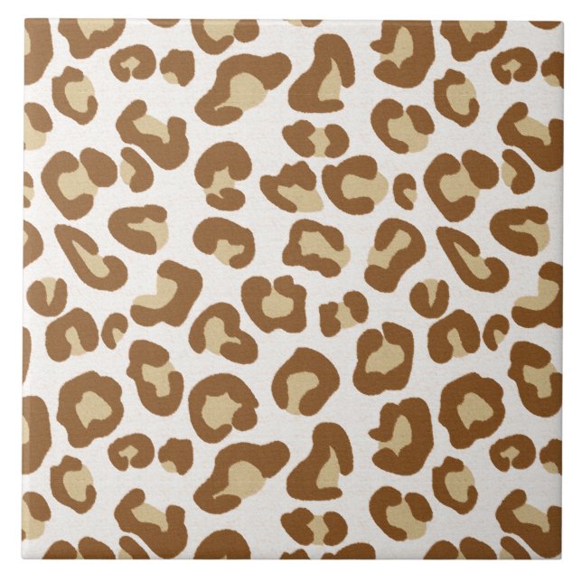 Schneeleopard Print, Beige, Tan und Creme Fliese (Vorderseite)