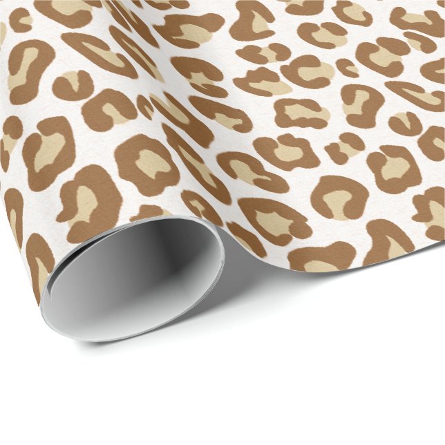 Schneeleopard Print, Beige, Tan und Creme Geschenkpapier (Rolleneckpunkt)